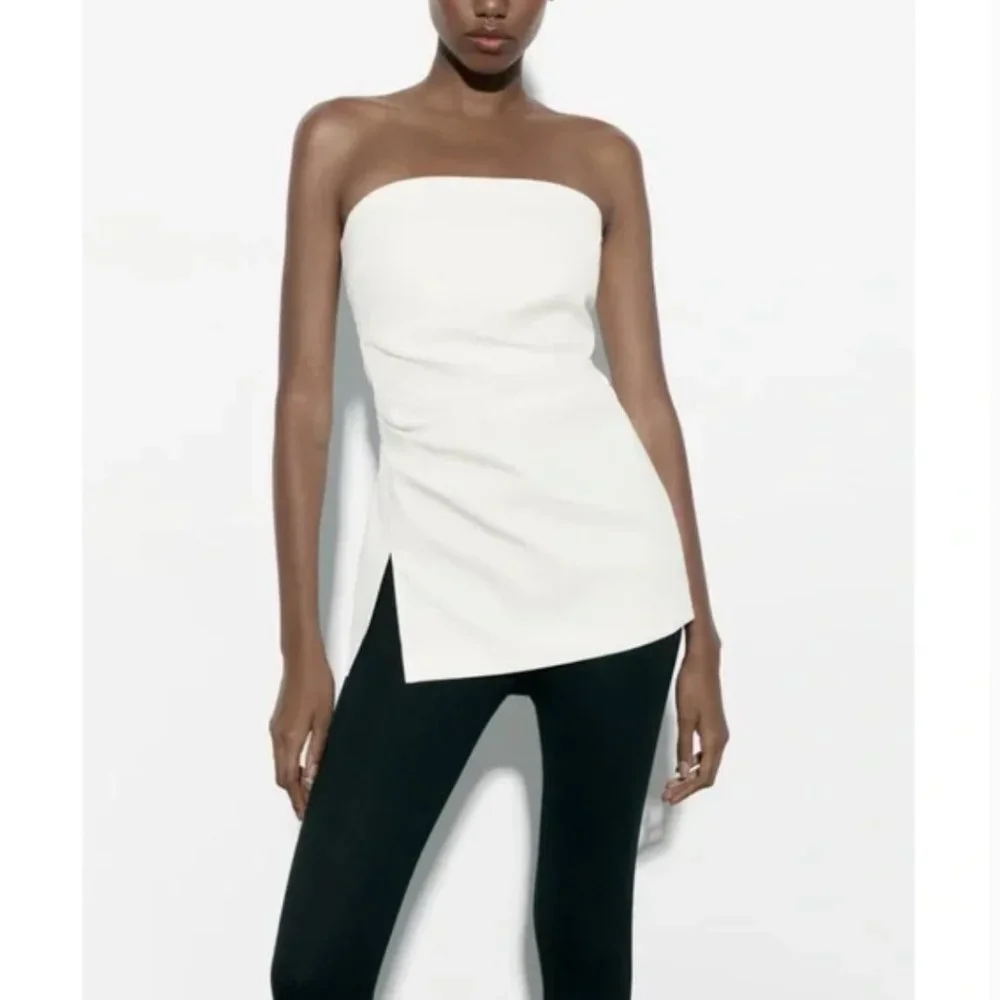 NWT Zara strapless top ecru - Picture 1 of 9